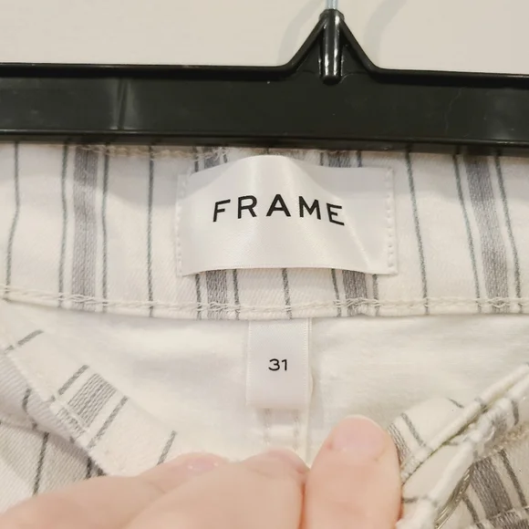 FRAME Denim Le Slim Palazzo Ivory Striped Jeans - Picture 4 of 10